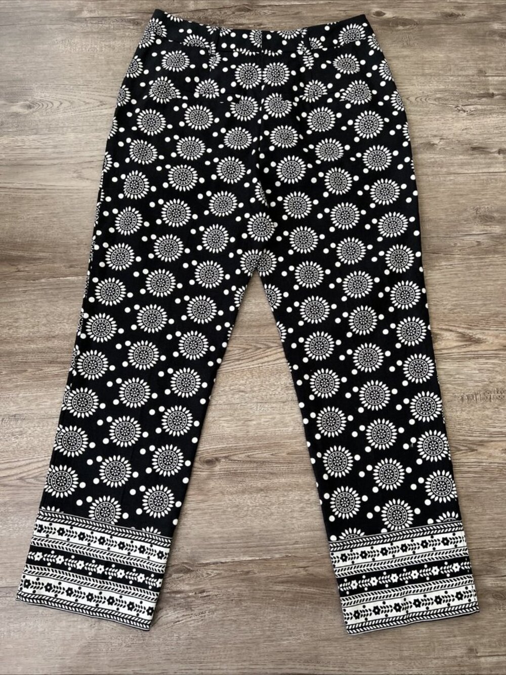 Boden Thea Linen Blend Trouser Womens 4‎ Petite Black Pattern Ankle Crop - Picture 13 of 16